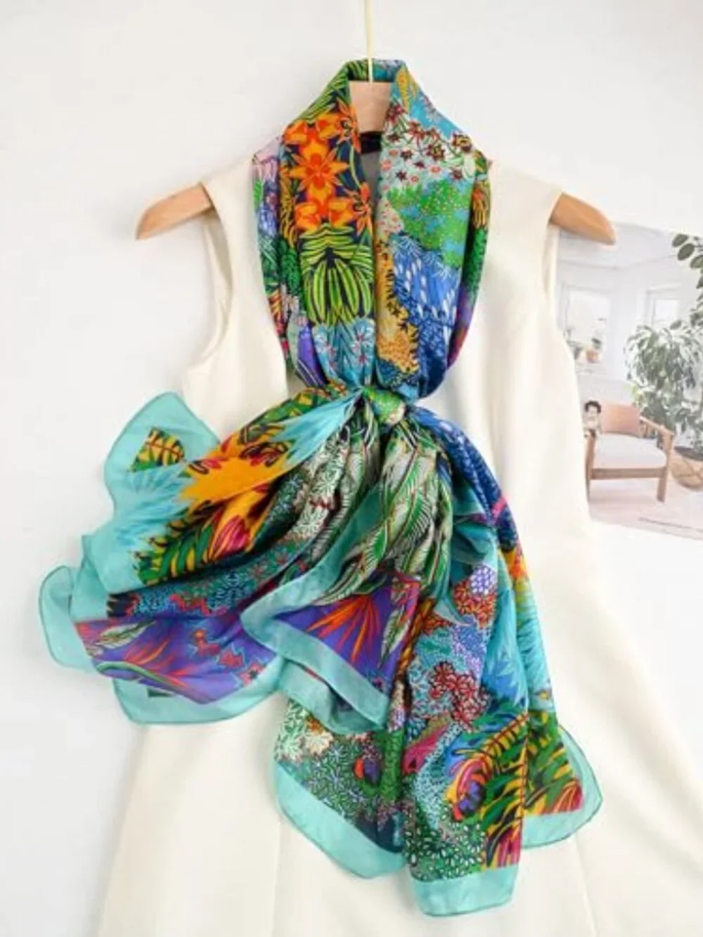 100% Mulberry Silk Scarf, Lightweight Large Shawl Wraps for Women